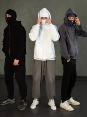 balaclava zipper hoodie winter fleece ninja hoodie