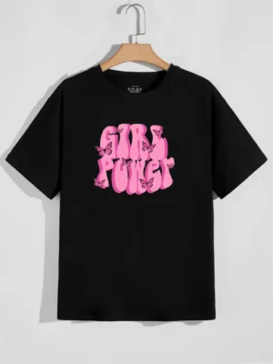 jack beos girl power black t shirt for women cotton half sleeve